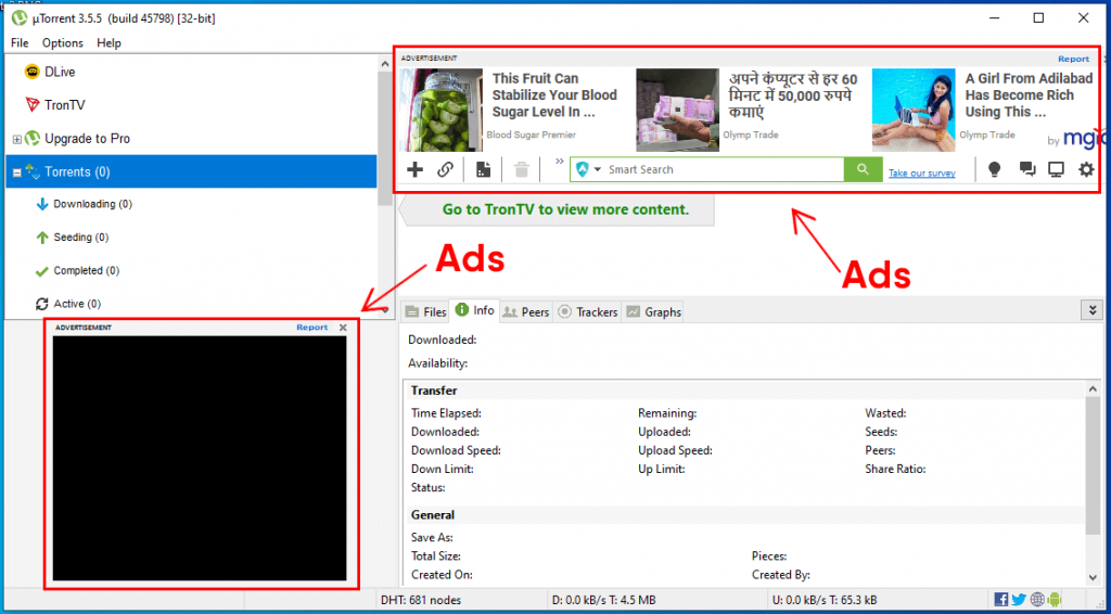 uTorrent ads